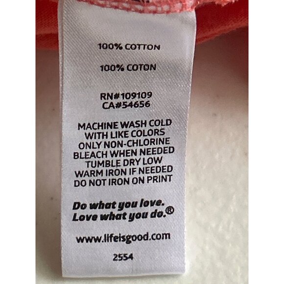Life Is Good Womens Be Kind Coral Graphic T-Shirt L 100% Cotton Short Sleeve - Picture 7 of 7